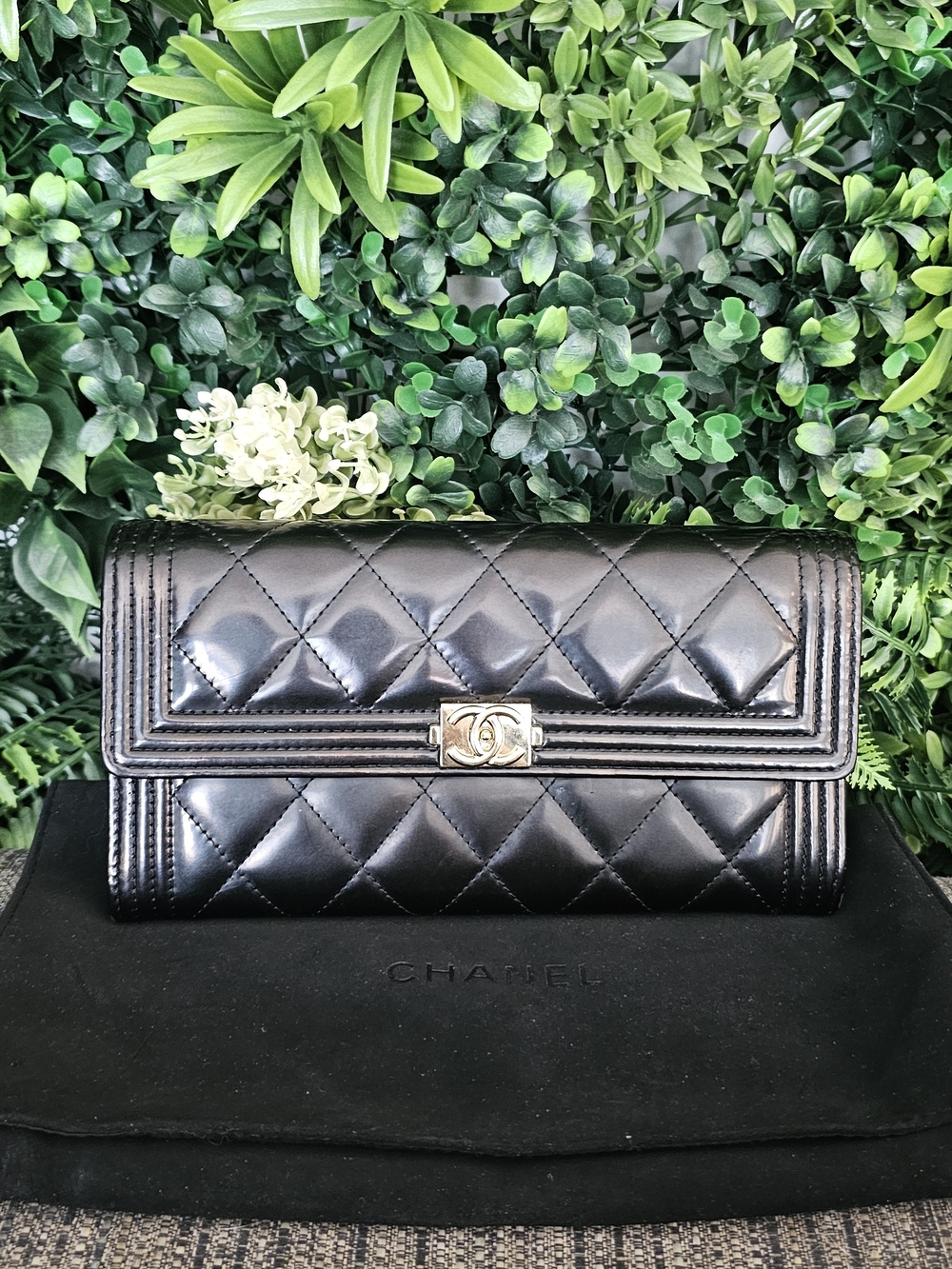 Chanel Black Quilted Leather Wallet on Chain - Classic CC Turnlock
